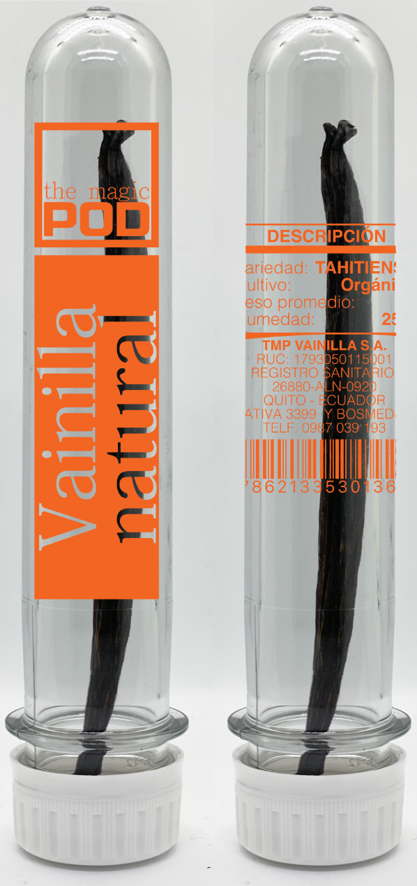 tres vainas en tubo vainilla ecuador 